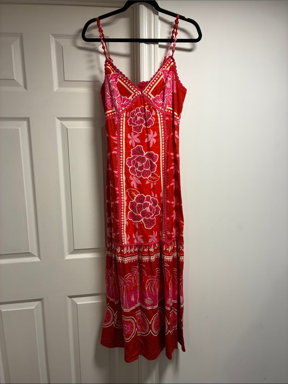 Caroline Constas Red and Pink Floral Maxi Dress